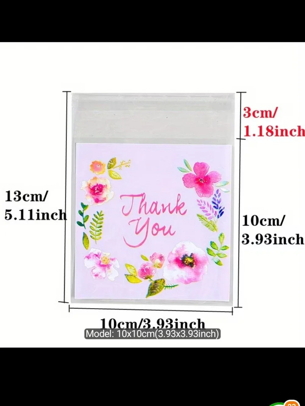 100 Count Floral Thank You Bags Resealable new
